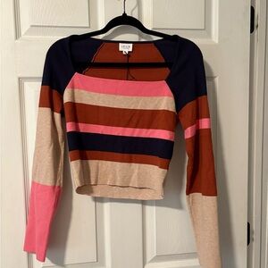 Le Lis Women's Striped Long Sleeve Top - Pink, Brown, Navy